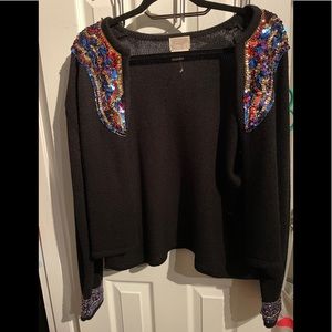 Ann Wi vintage beautiful sequin cardigan with stunning cuff detail size large